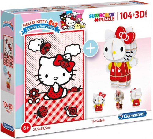 Clementoni legpuzzel met 3D model Hello Kitty junior 104 stukjes