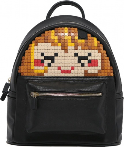 Upixel kinderrugzak Face Off polyester/siliconen zwart 2 delig