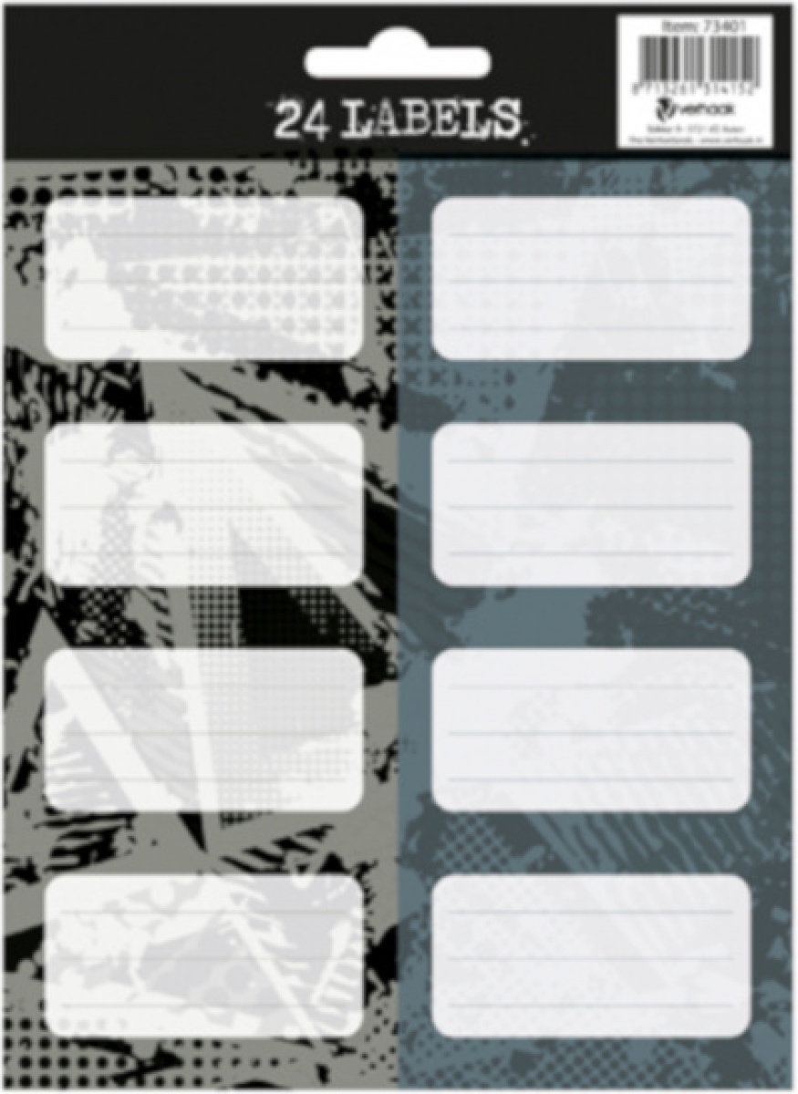 Verhaak schooletiketten jongens papier grijs/blauw 24 stuks