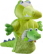 Haba handpop Krokodil met baby junior 30 x 22 cm polyester groen