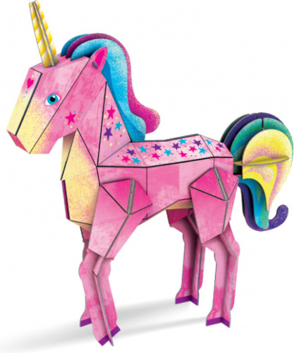 Rebo Productions 3D puzzel Unicorn meisjes roze/blauw 47 stuks