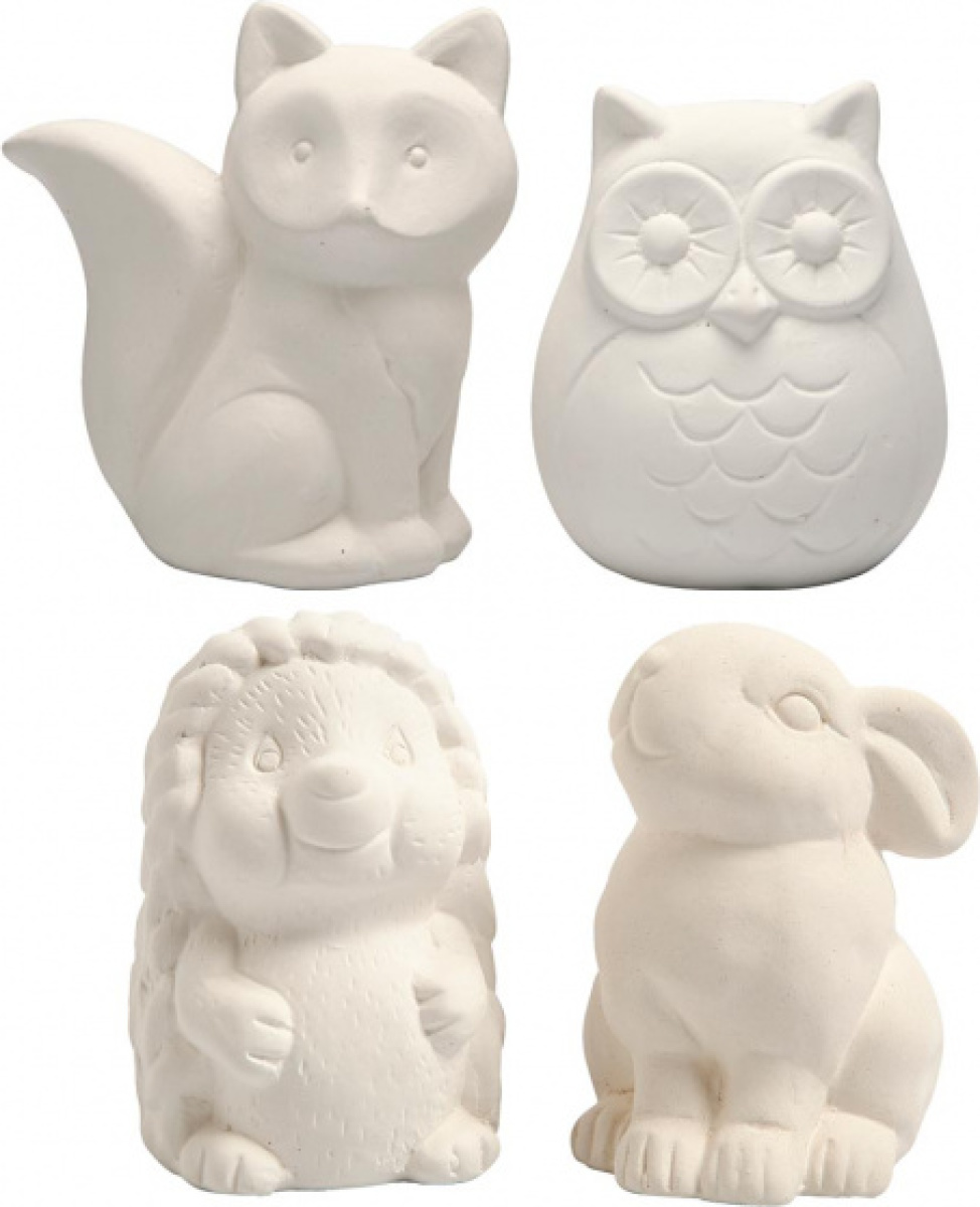 Creative dierenspaarpotten 9 10 cm wit 4 stuks