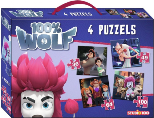 Studio 100 legpuzzel 100% Wolf junior karton paars 4 stuks