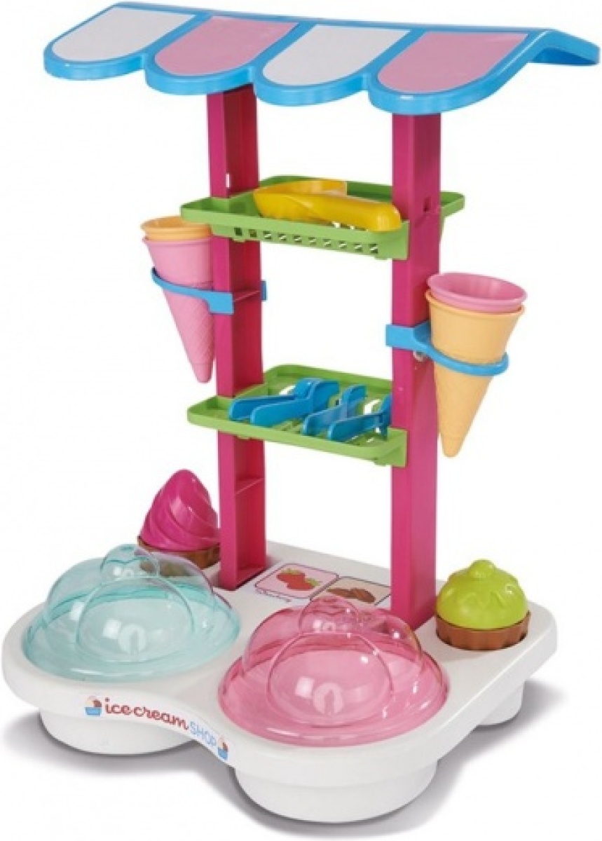 Androni ijskraam speelset 46 cm 12 delig roze/wit