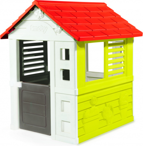 Smoby speelhuis Lovely junior 110 x 98 x 127 cm wit/grijs/rood