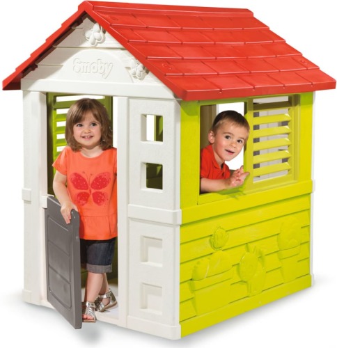 Smoby speelhuis Lovely junior 110 x 98 x 127 cm wit/grijs/rood