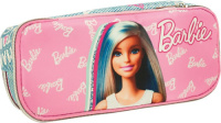 Barbie etui ovaal meisjes 23,5 x 10,5 cm polyester roze/blauw