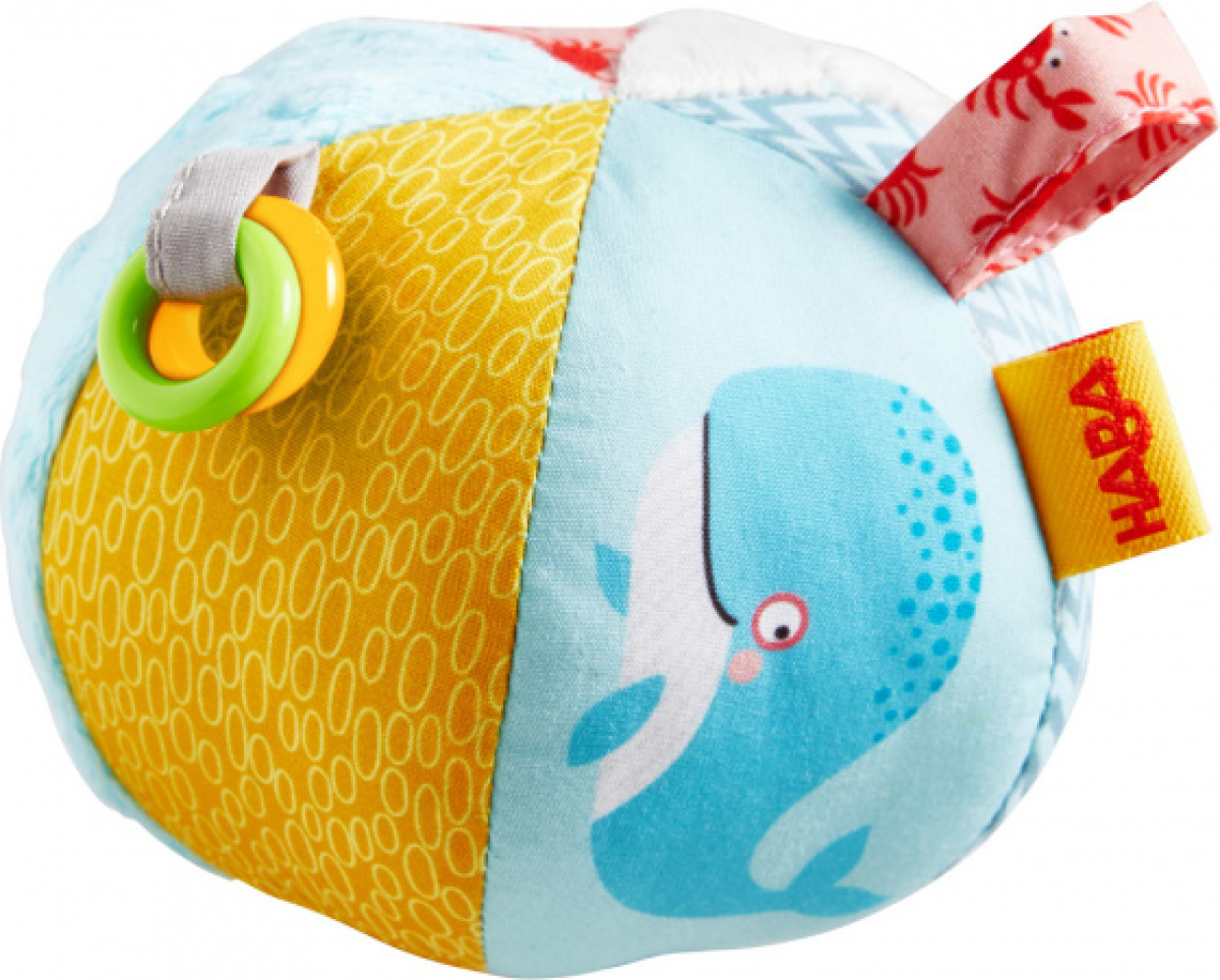 Haba ontdekkersbal Zeewereld 10 cm polyester blauw