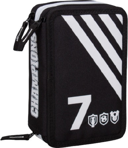Champions etui jongens 20 x 13 cm polyester zwart/wit 9 delig