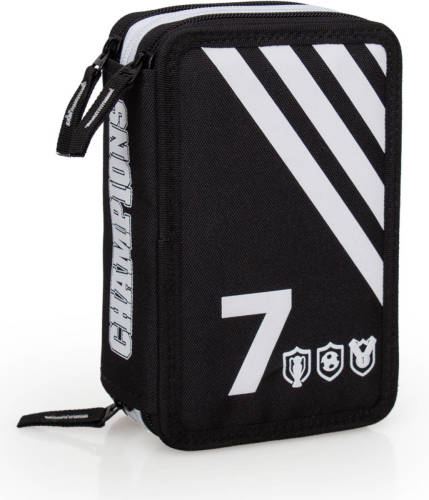 Champions etui jongens 20 x 13 cm polyester zwart/wit 9 delig