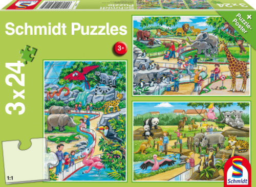 Schmidt 3 in 1 puzzel Een dagje dierentuin junior 4 delig