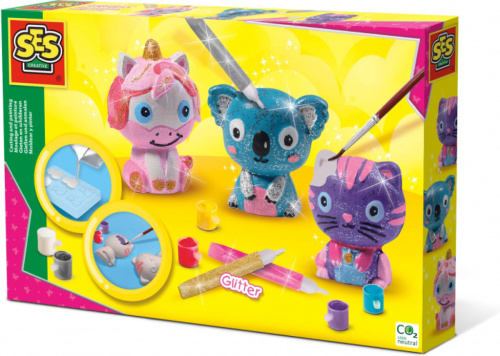 SES Creative gipsgieten glitterdieren junior 8 delig