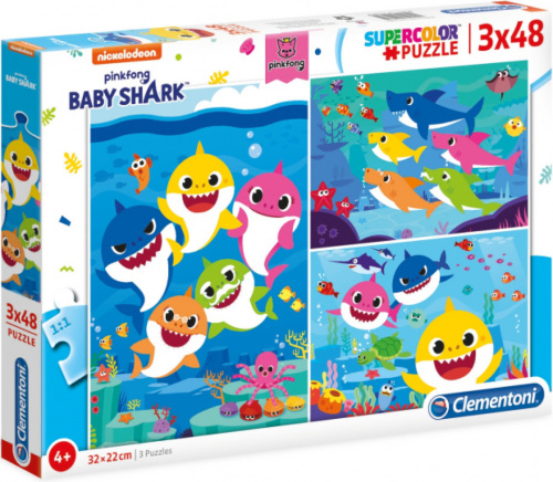 Nickelodeon legpuzzel Baby Shark 3 in 1 karton 144 stukjes