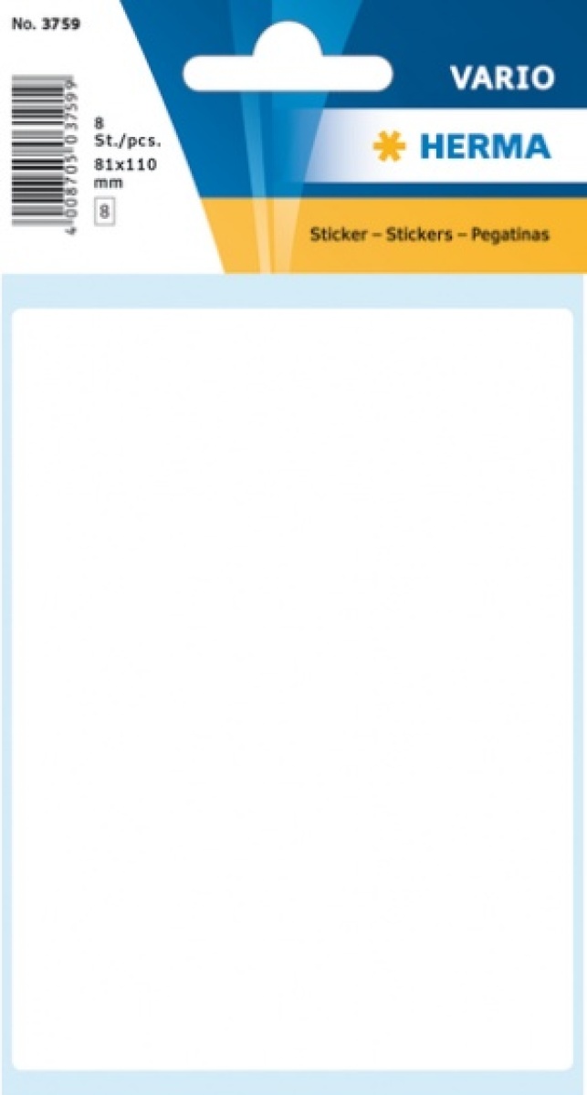 Haza Original etiketten vierkant 8 stuks 81 x 110 mm wit
