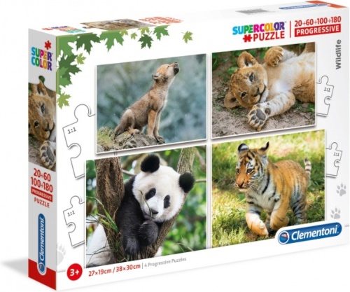 Clementoni legpuzzel Wildlife 4 puzzels 20/60/100/180 stukjes