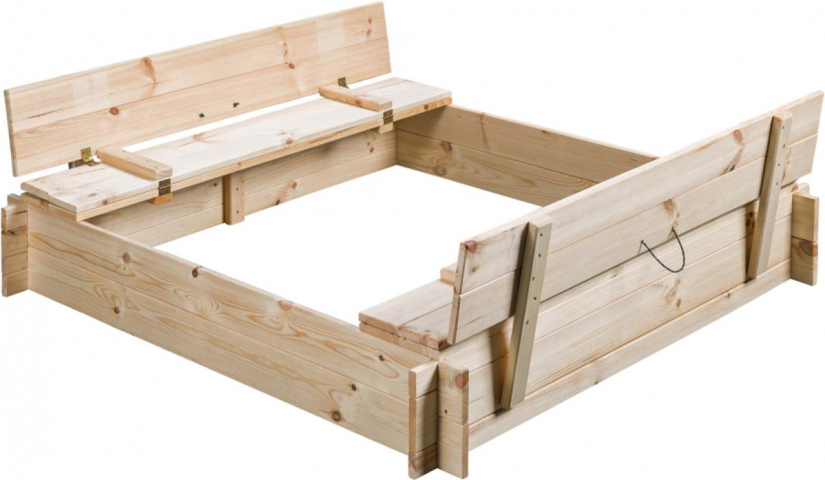 Swing King zandbak Gucio junior 120 x 120 x 20 cm hout blank
