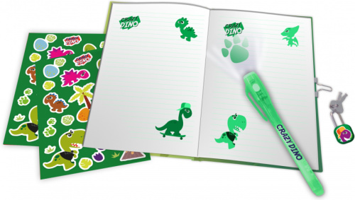 Kids Licensing dagboek met pen Crazy Dino 23 cm papier groen