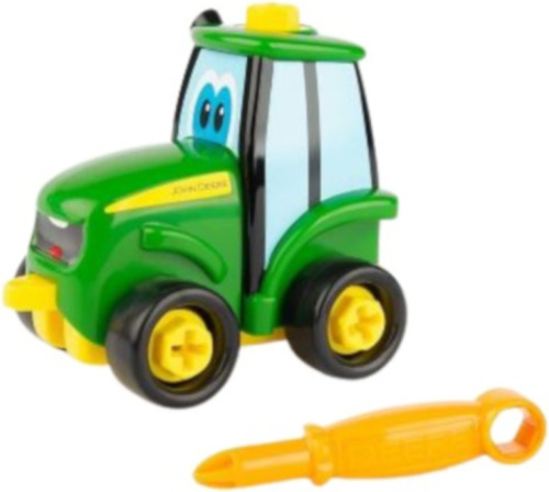 Tomy tractor Buddy Johnny junior 12 cm groen/geel 8 delig