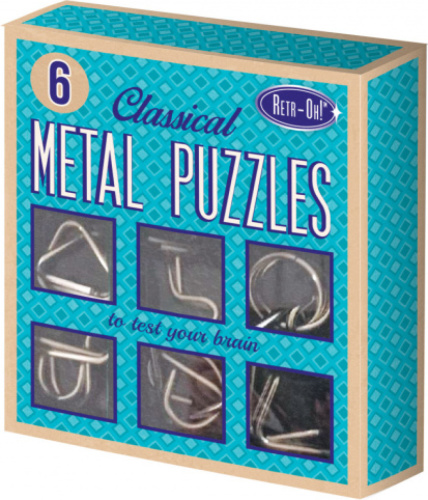 Invento metalen puzzels retr Oh unisex blauw 6 stuks