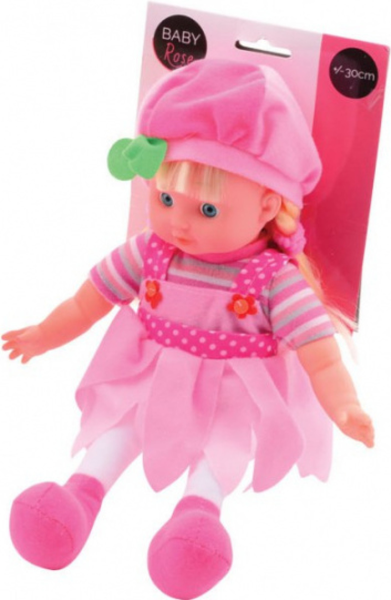 Johntoy babypop Rose meisjes 33 cm textiel lichtroze