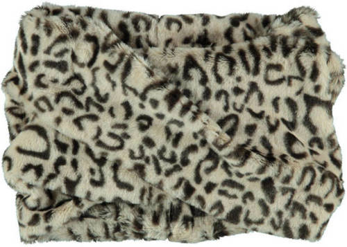 Sarlini colsjaal met luipaardprint zand/zwart