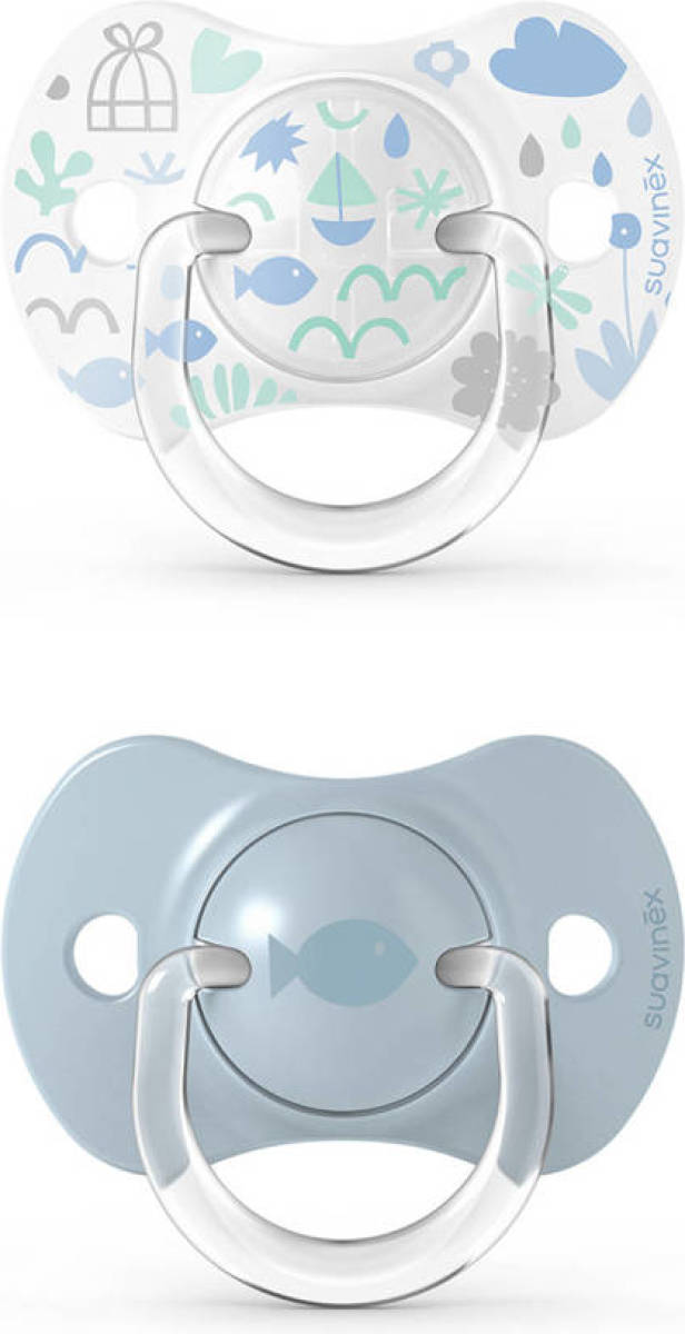 Suavinex Fopspeen Silicone Memories Blauw Natural 0-6 mnd (set van 2)