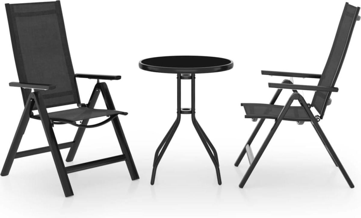 VidaXL 3-delige Bistroset zwart en atracietkleurig