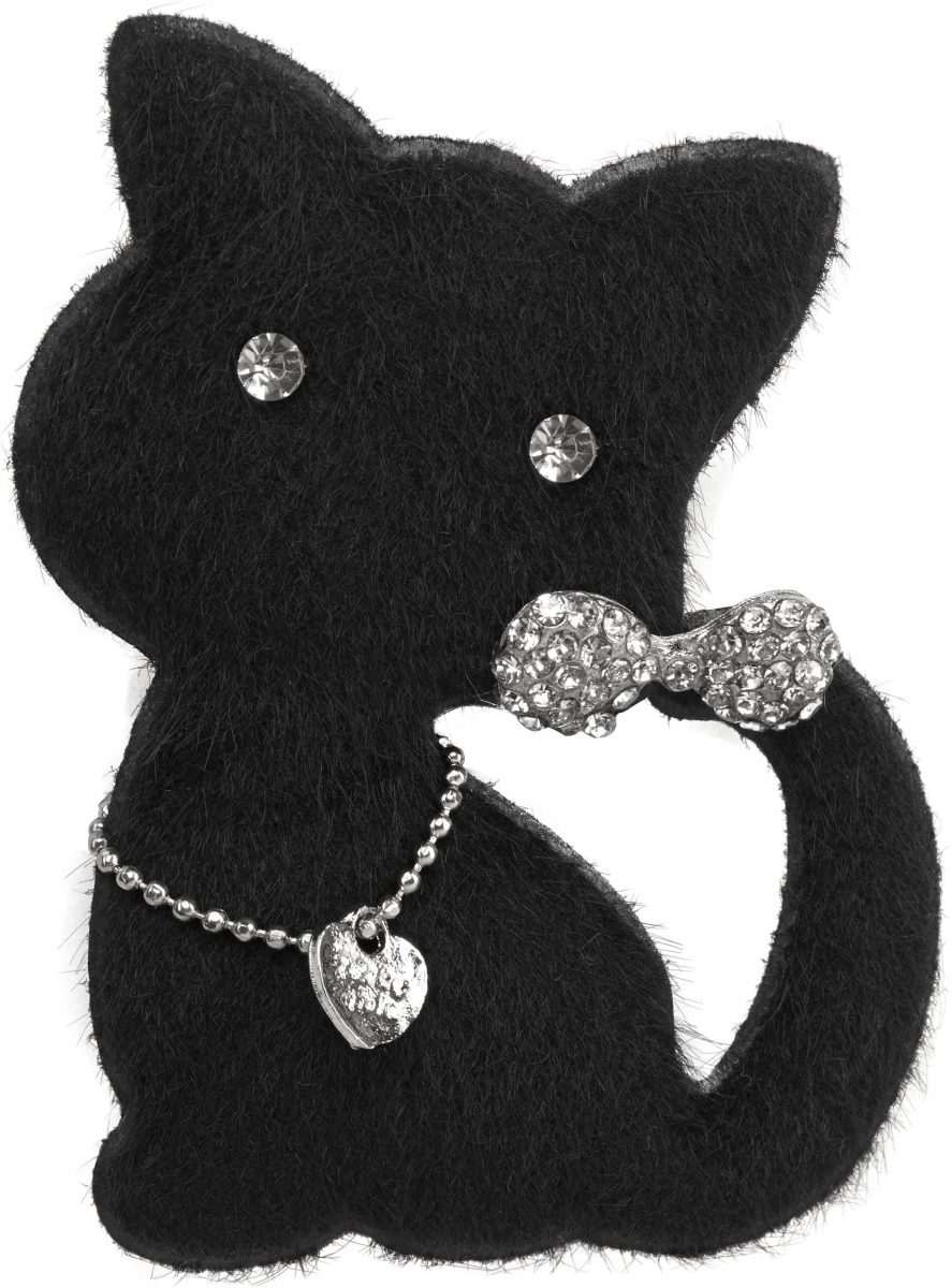 J.Jayz Broche Kat met sierspeld met glassteentjes (1-delig)