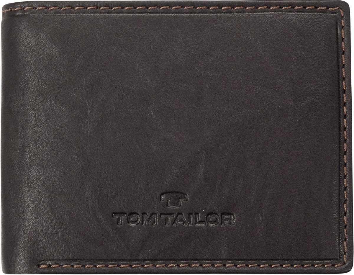 Tom tailor Portemonnee LARY in breedteformaat, van echt leer