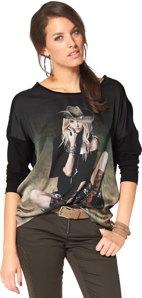 Aniston CASUAL Shirt met lange mouwen met elegante frontprint