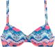 Venice Beach beugel bikinitop met all over print blauw/roze