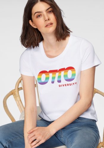 OTTO T-shirt OTTO Logo Regenbogen Pride Edition van gecertificeerd biokatoen met logoprint
