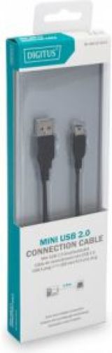 Assmann Digitus 1.8m, USB2.0-A/USB2.0 mini-B 1.8m USB A Mini-USB B Zwart