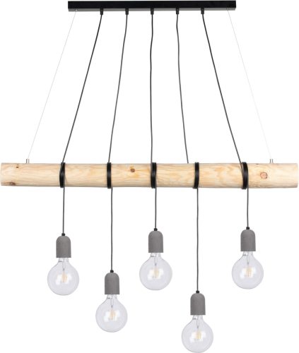 SPOT Light Hanglamp TRABO CONCRETE Hanglamp, houten balk van massief grenenhout ø 8-12 cm, van echt beton - met de hand gemaakt, bijpassende LM E27/exclusief, Made in Europe