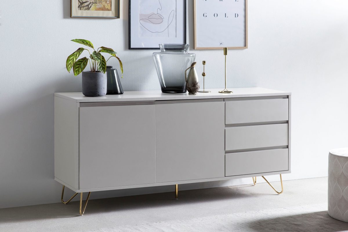SalesFever Dressoir met hairpin poten, sidetable met matte lak, kast in moderne kleuren