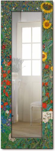Artland Wandspiegel Tuin met zonnebloemen ingelijste spiegel voor het hele lichaam met motiefrand, geschikt voor kleine, smalle hal, halspiegel, mirror spiegel omrand om op te hangen