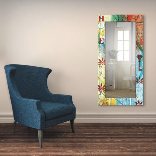 Artland Wandspiegel Kleurrijk huis ingelijste spiegel voor het hele lichaam met motiefrand, geschikt voor kleine, smalle hal, halspiegel, mirror spiegel omrand om op te hangen