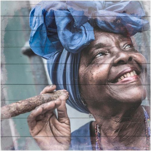 Home affaire Artprint op hout Havanna Lady met hoofddoek 40/40 cm