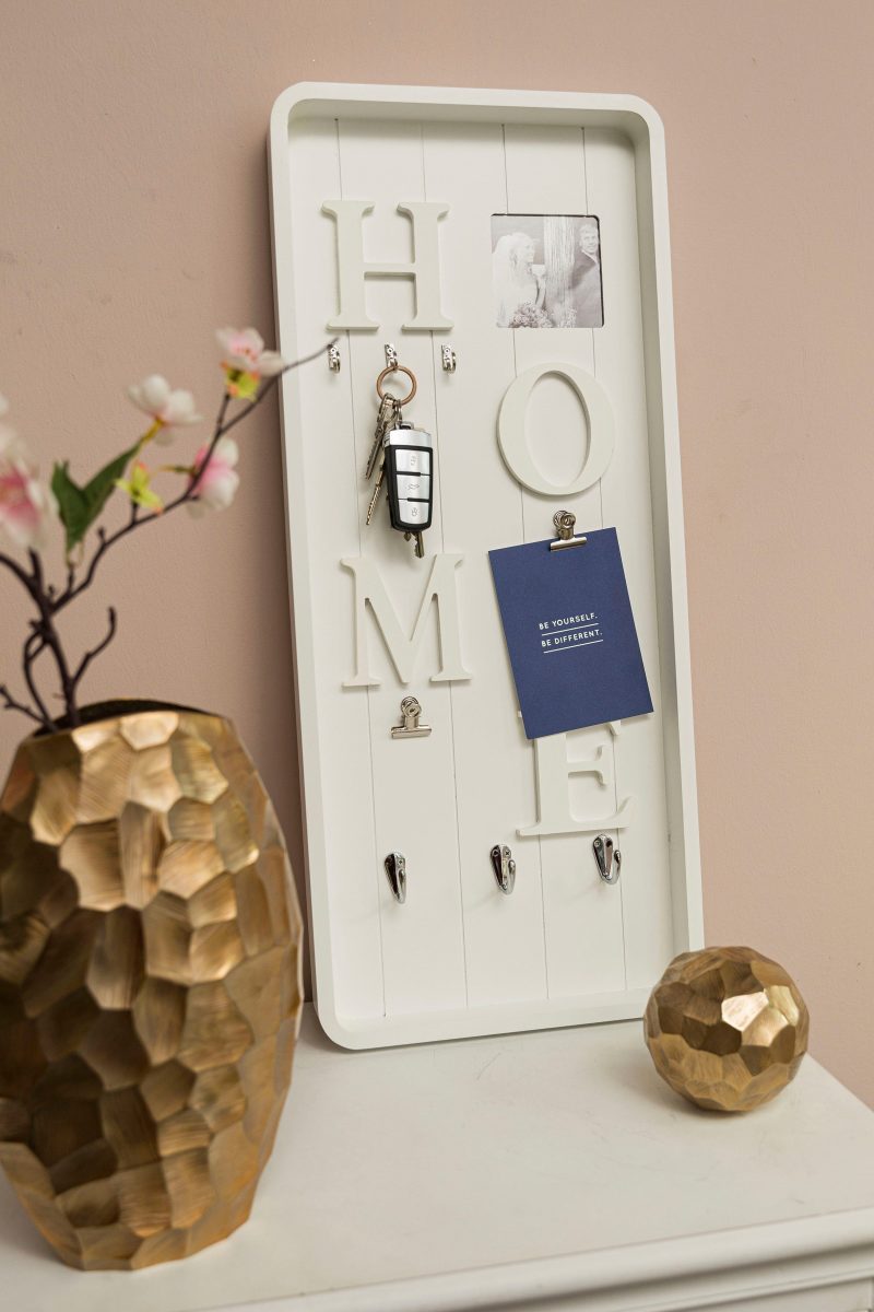 Myflair Möbel & Accessoires Memobord Valerina, wit Sleutelbord, met klemmen & haak, met een opschrift