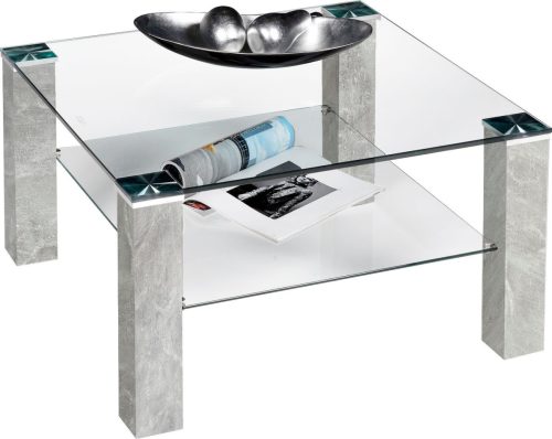 INOSIGN Salontafel Salontafel vierkant met glasplaat en glasplateau