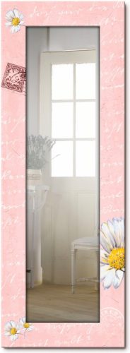 Artland Wandspiegel Madeliefje op roze ingelijste spiegel voor het hele lichaam met motiefrand, geschikt voor kleine, smalle hal, halspiegel, mirror spiegel omrand om op te hangen