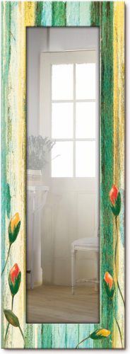 Artland Wandspiegel Veelkleurige bloemen ingelijste spiegel voor het hele lichaam met motiefrand, geschikt voor kleine, smalle hal, halspiegel, mirror spiegel omrand om op te hangen
