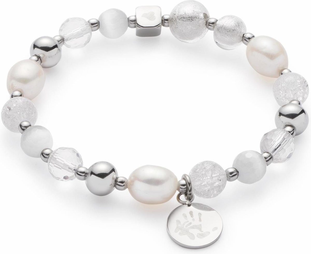 Leonardo Edelstalen armband Hope IIV Darlin's, 016506 met glaskralen, kristalkralen en zoetwater-cultivéparels