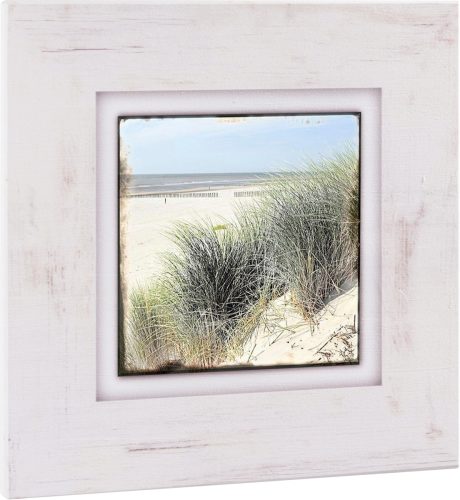 Home affaire Artprint op hout Strand met grassen 40/40 cm