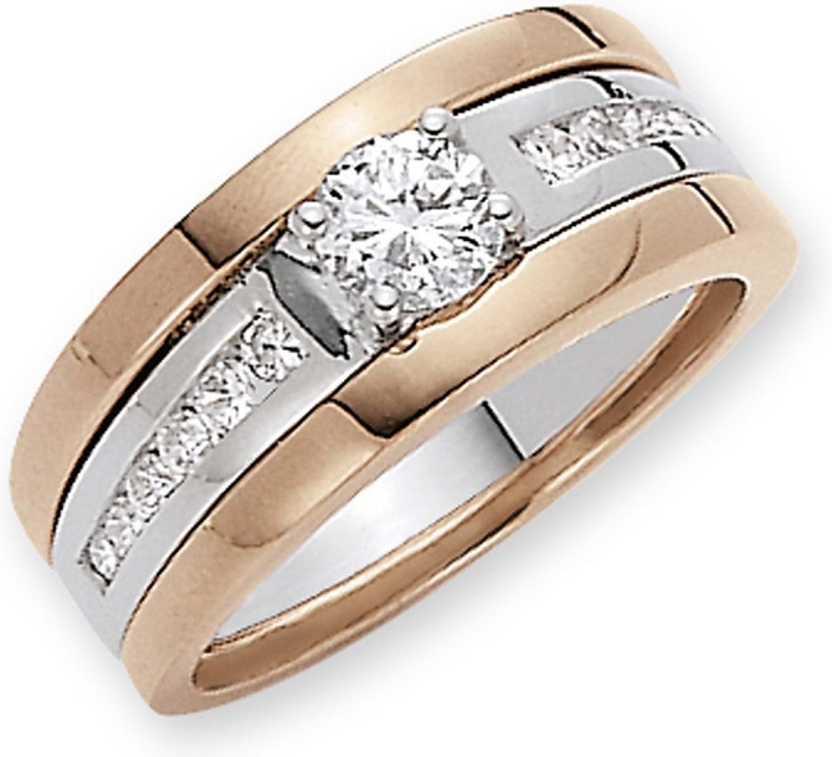Firetti Ringenset Glans, bicolour-look met zirkoon (set, 3-delig)