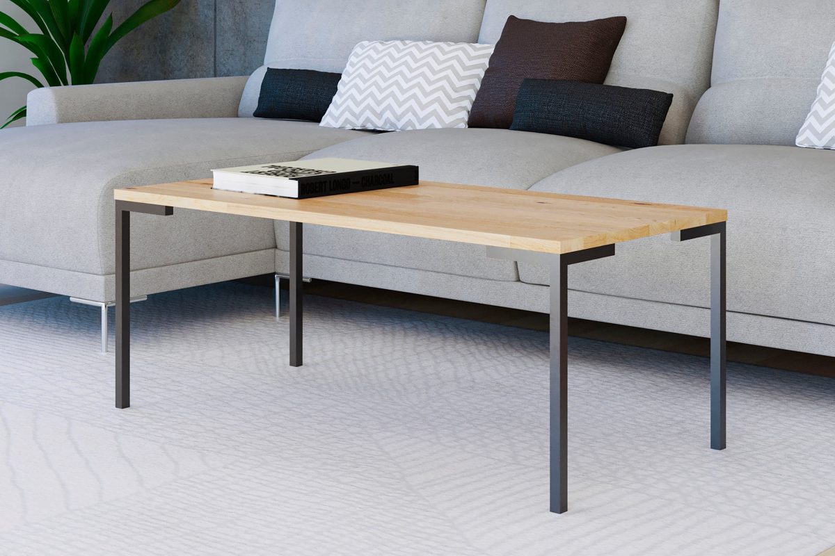Homexperts Salontafel Roger Massief eikenhout, metaal onderstel in zwart, breedte 110 cm