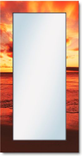 Artland Wandspiegel Mooie zonsondergang strand ingelijste spiegel voor het hele lichaam met motiefrand, geschikt voor kleine, smalle hal, halspiegel, mirror spiegel omrand om op te hangen