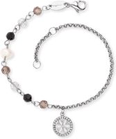 Engelsrufer Edelstalen armband BOHO levensbloem, ERBS-LILLIFL-ZI met zoetwater-cultivéparels, zirkoontjes en glaskralen