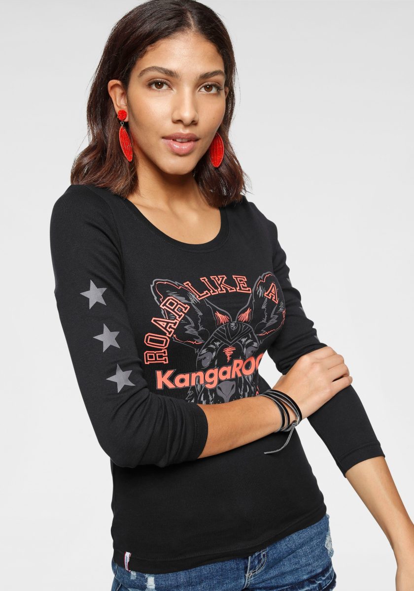 Kangaroos Shirt met lange mouwen met kangoeroe-frontprint