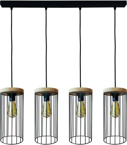 BRITOP LIGHTING Hanglamp TIMEO WOOD max Hanglamp, trendy kap in kooi-look van metaal, met eikenhout, bijpassende LM E27 / exclusief, Made in Europe